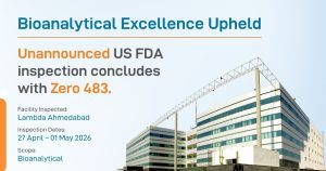 Unannounced US-FDA inspection concludes with Zero 483 at Lambda's Ahmedabad Facility